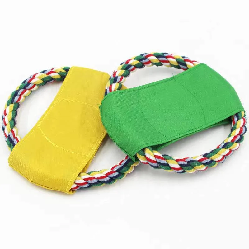 Algodón Rope Canvas Entrenamiento de lanzamiento interactivo Flying Disc Dog Toy