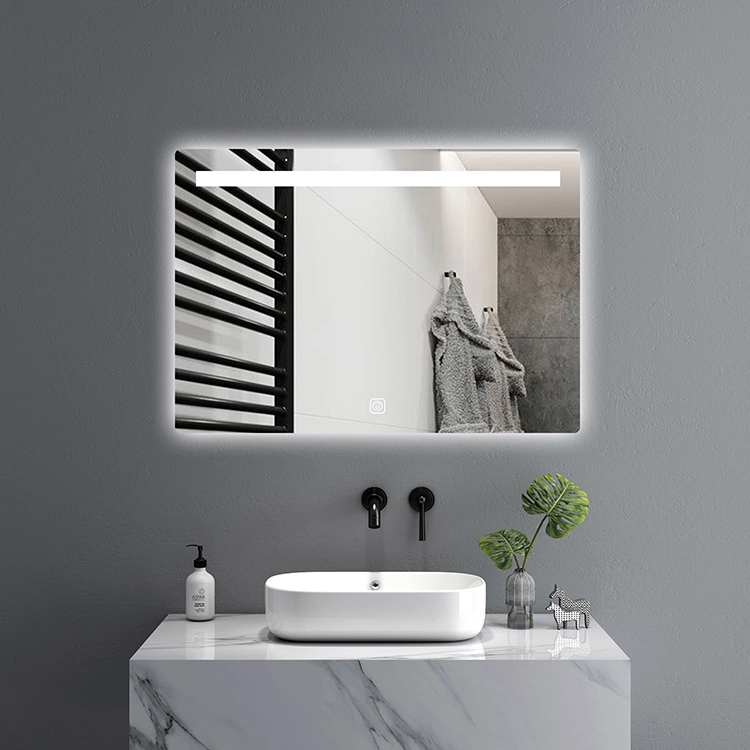 Espejo de tocador inteligente con LED para baño de fábrica con interruptor regulable.
