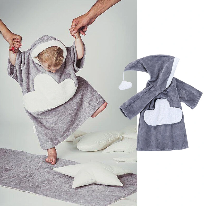 Winter Cotton Polyester Children Cloud Nightgown Hoody Fashion Blanket Hoodie