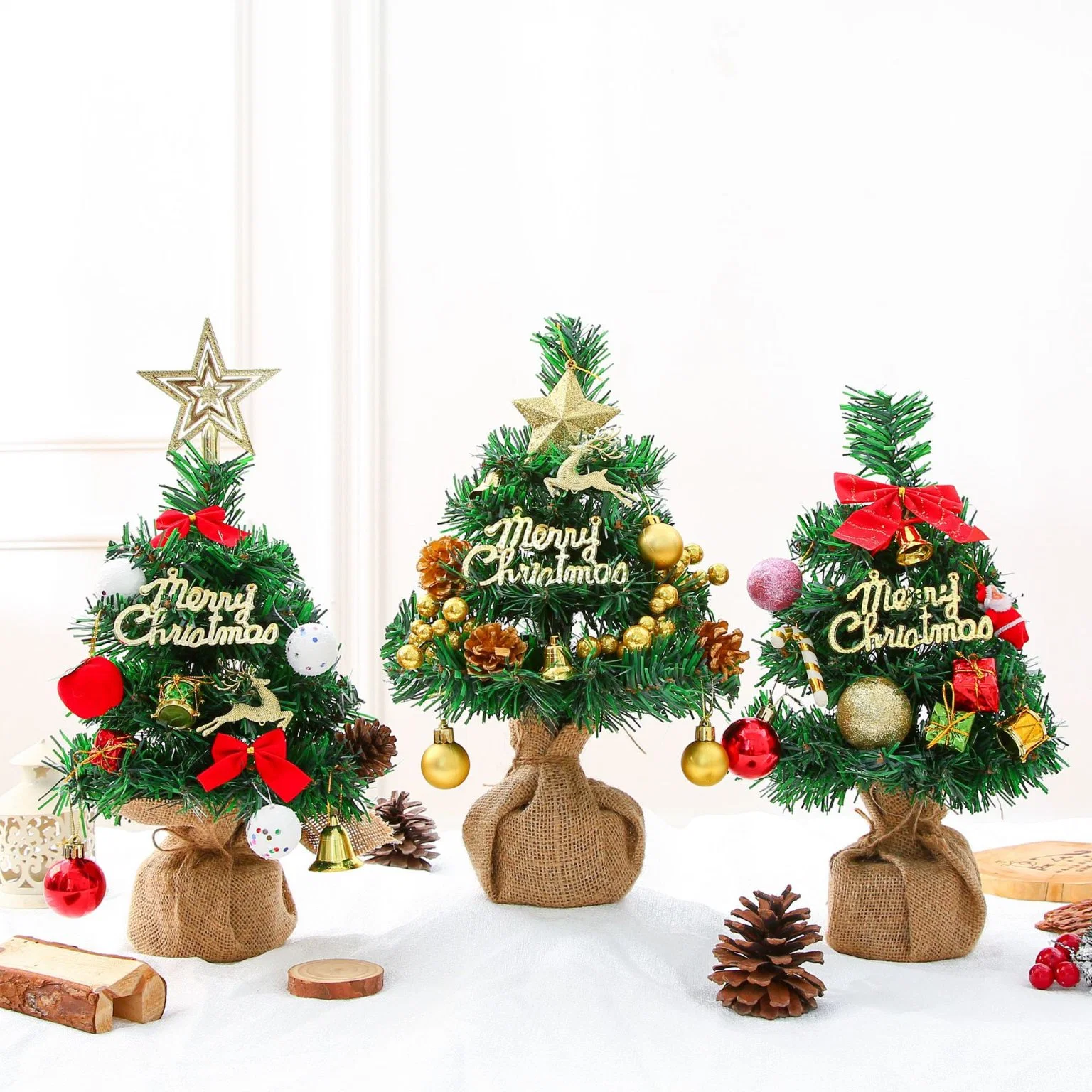 Wood Base Mini Desktop Weihnachtsbaum Paket