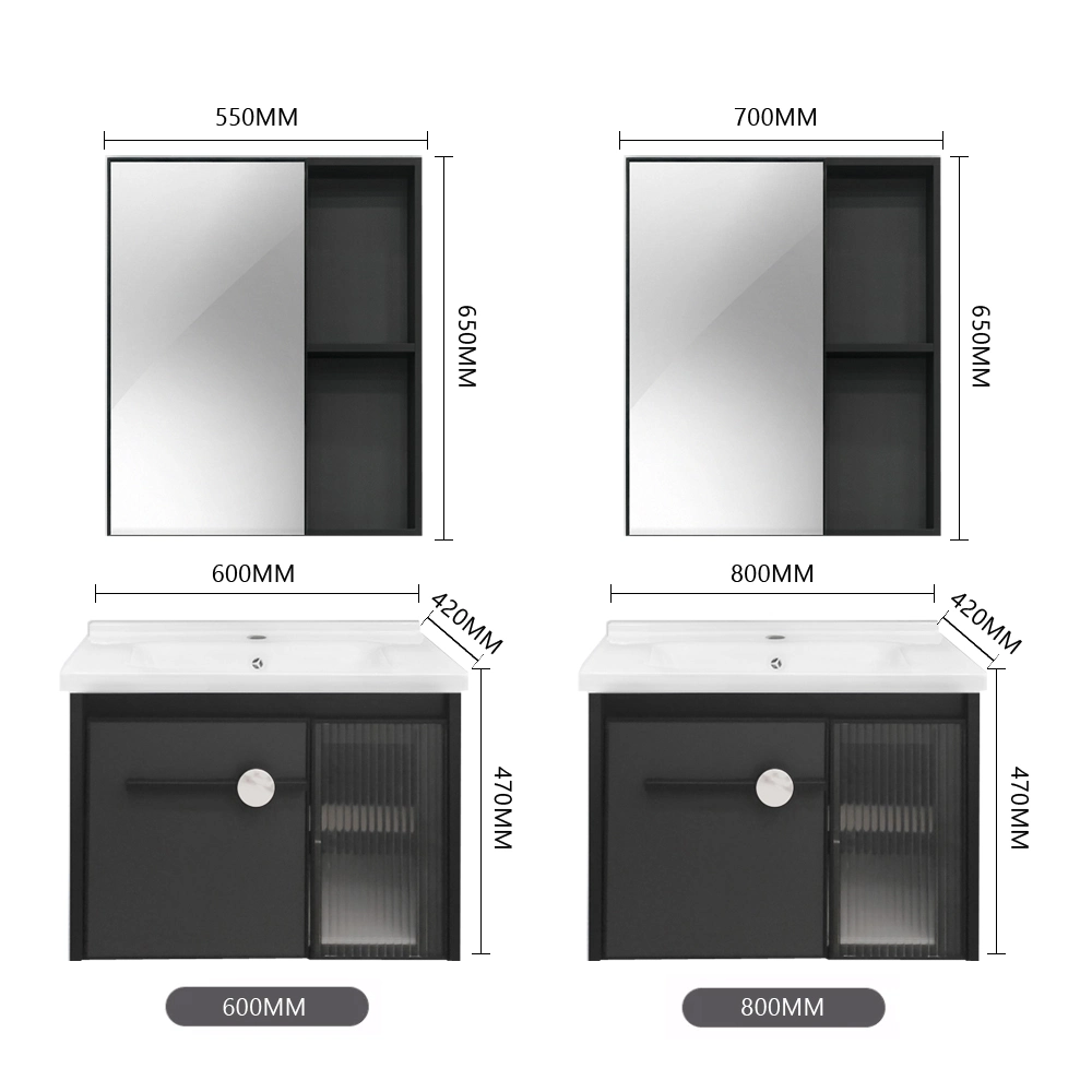 Floating Wall 24 Inch 32 Inch Modern Single Mirror Cabinet Bathroom Vanity Set with Sink