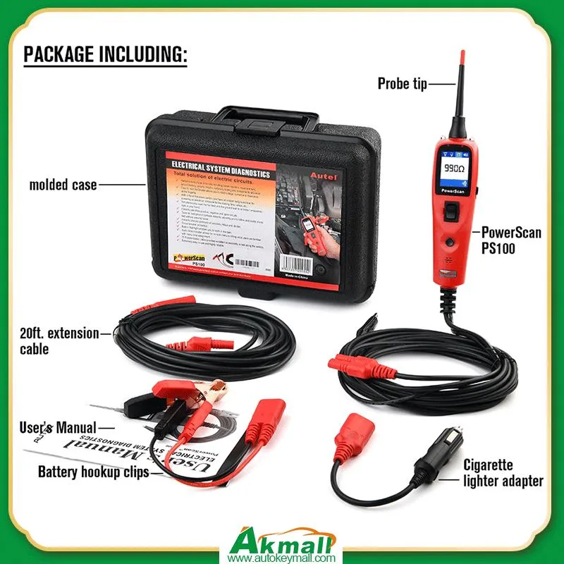 Autel PS100 Power Scan Diagnostic Auto Repair Tools Automotive Circuit Tester Electrical Test Probe Kit 12V/24V Car