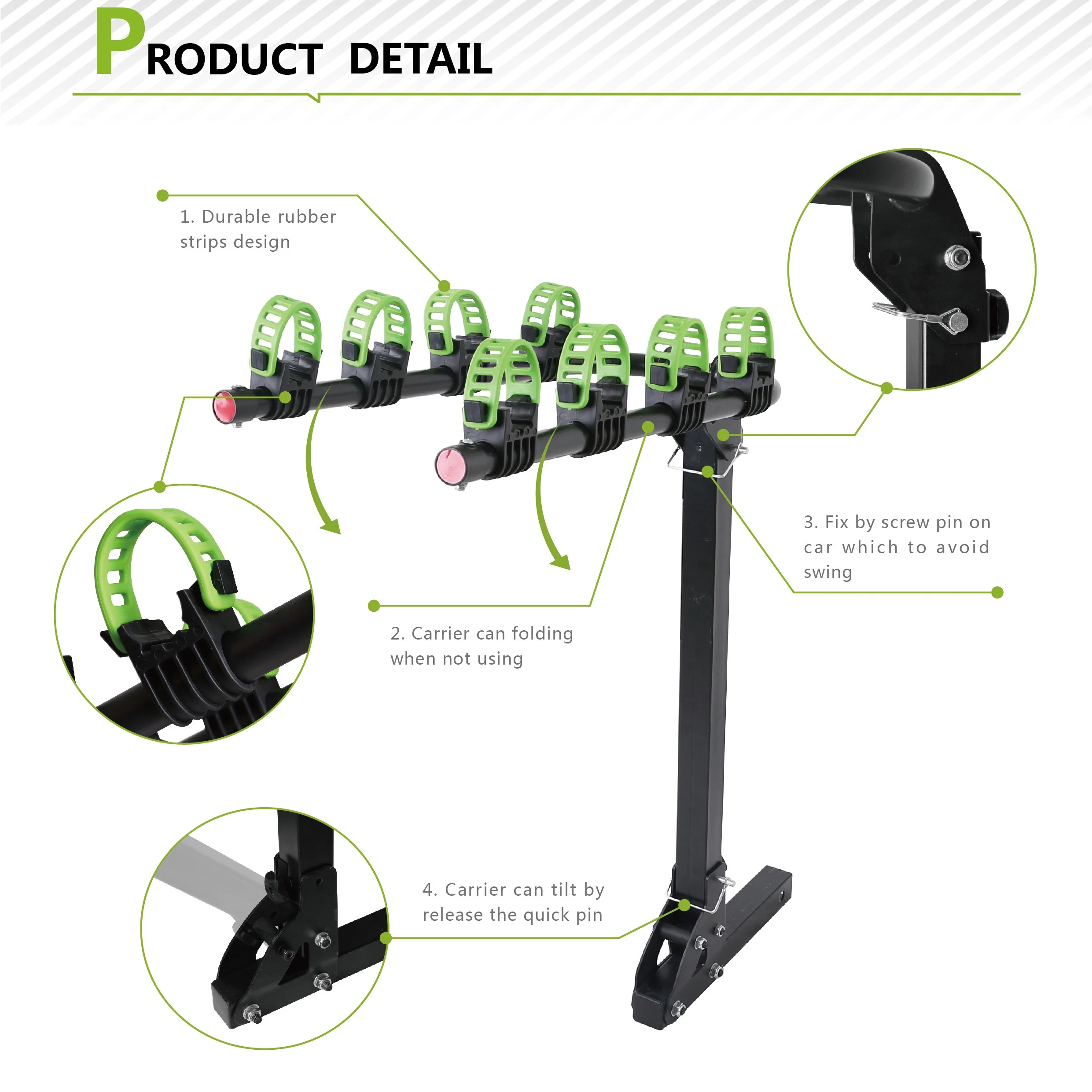 Portabicicletas para enganche de remolque de estilo de plataforma plegable para 2 bicicletas, de venta caliente, para mayoristas.