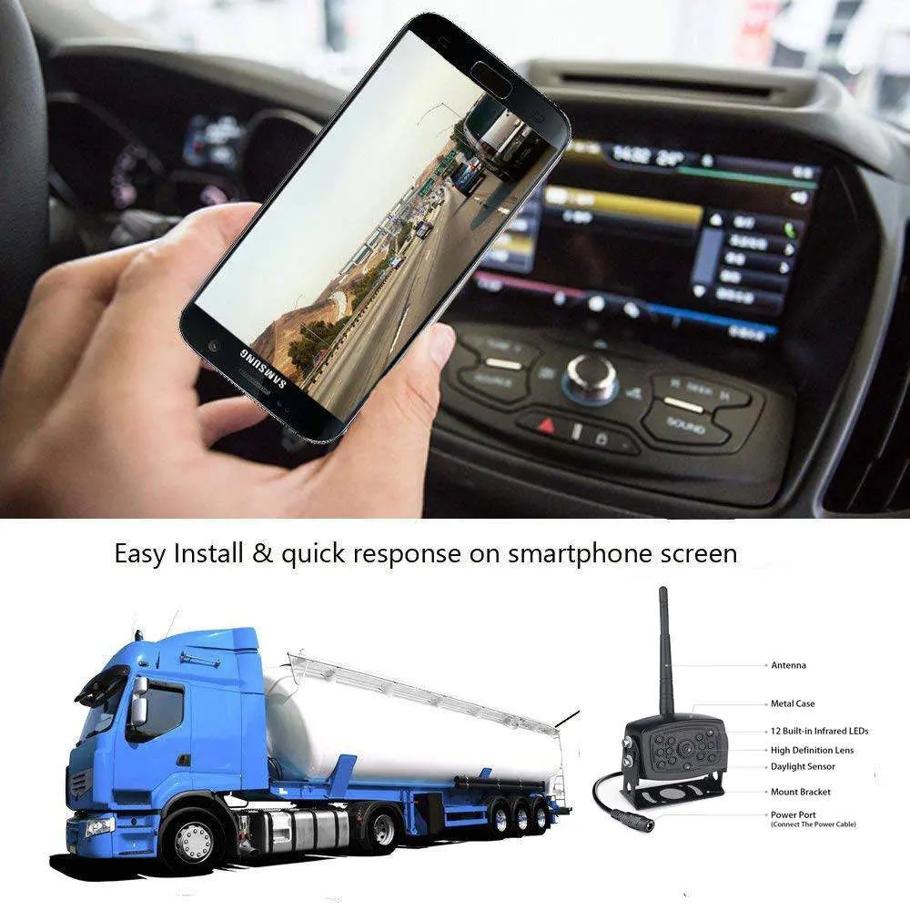 Wireless Mobile WiFi APP Support Android Ios Backup Rearview Car Camera for Forklift RV Truck