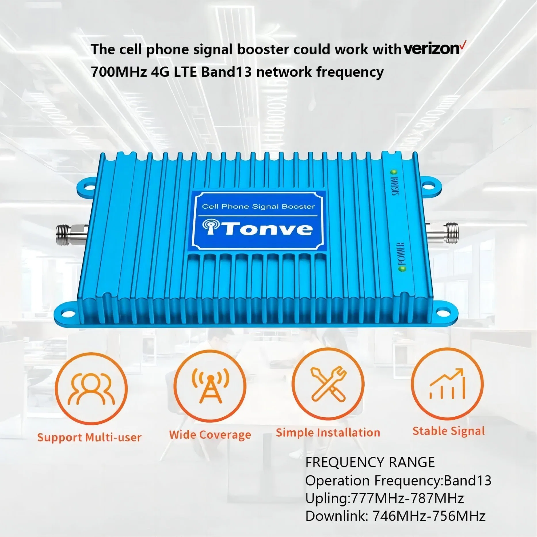 Amplificateur de signal cellulaire 700MHz Verizon amplificateur de signal de téléphone mobile Verizon amplificateur de signal de téléphone cellulaire avec panneau de répéteur+antenne Yagi