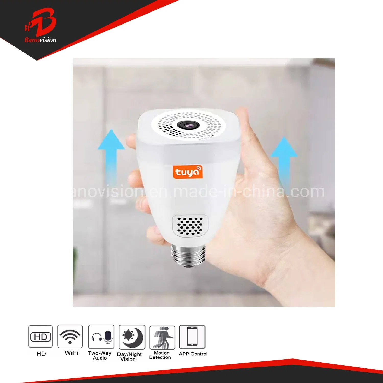 Banovision 2MP 1080P Security Surveillance WiFi IP Panoramic Digital Video CCTV Tuya Lamp Camera