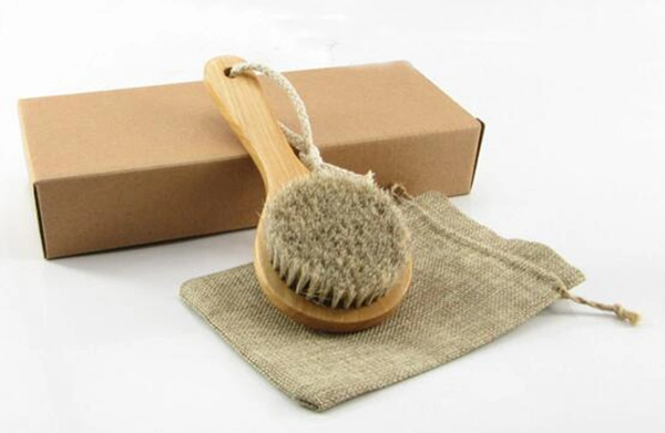 Fonctions massage naturel en bois dos long dos Scrubber douche Massager /brosse pour le bain à cheveux