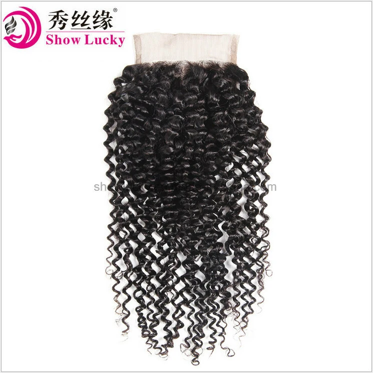 2023 New Style Aaaaaaaaa Malaysian Virgin Natural Human Hair Kinky Curly Lace Closure Hair Pieces Large in Stock