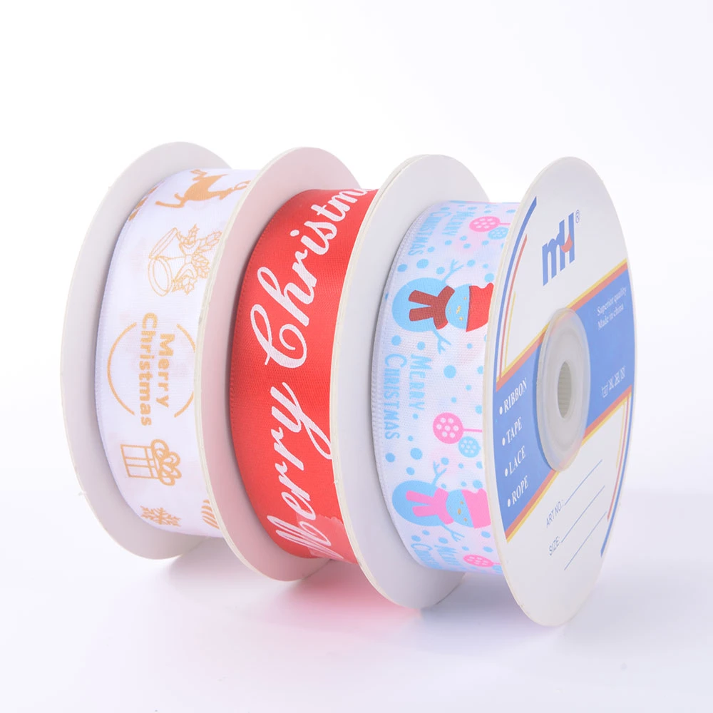 Printed Christmas Satin Ribbons for Gift Wrapping Bow Making