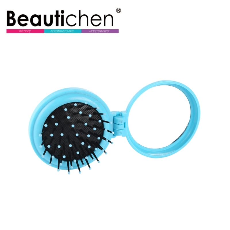 New Pocket Hair Brush Plastic Comb Private Label Size Mirror Set with Foldable Cheap Women Kids Plastic Hair Brush