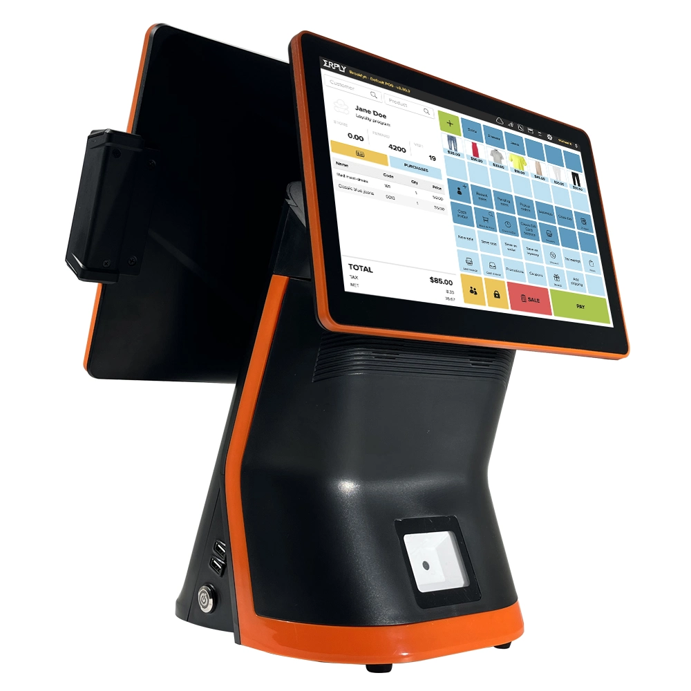 15" Capactive Touch Screen POS Computer with 9.7" Customer Display and Printer