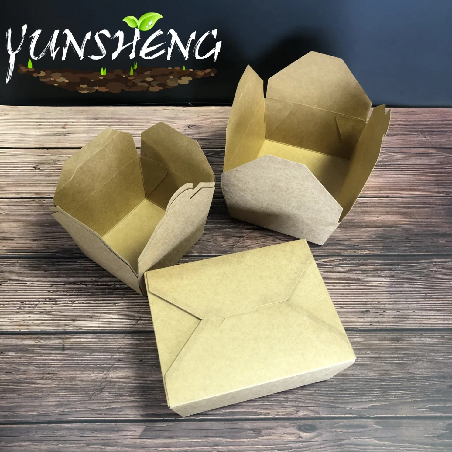 Wholesale/Supplier Disposable Light Brown Bamboo Paper Folding Box for Food