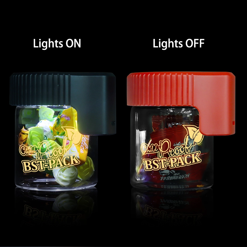 Airtight Glass Storage Jar Herb Container with LED Light and USB Charger