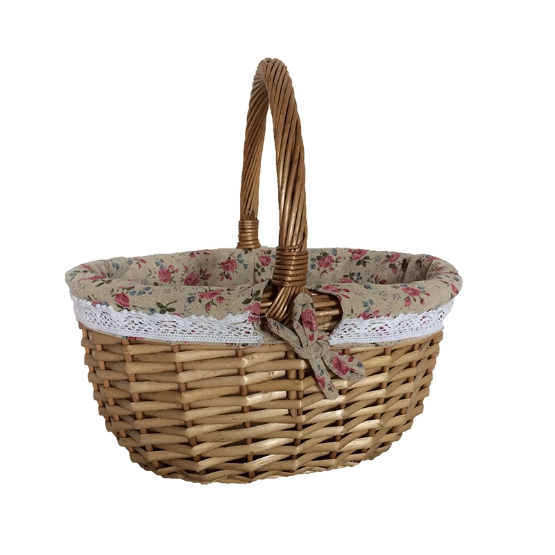 Wholesale/Supplier Willow Basket with Handle Lining Storage Fruit Picnic Baskets