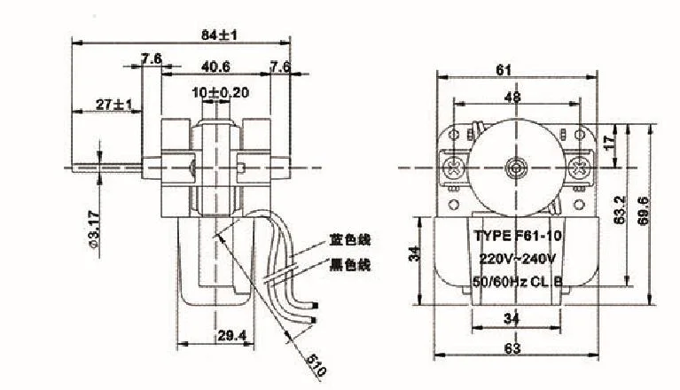 Freezer Evaporator Condenser Fan Motor Refrigerator Spare Parts Model Type F61-10