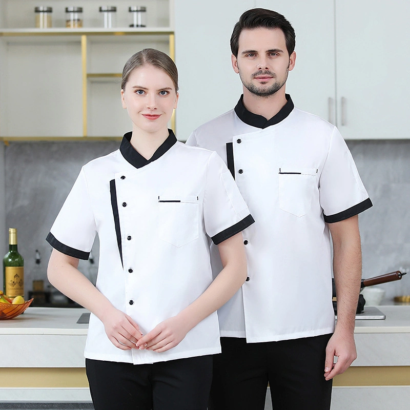 Wholesale Color Clash Simple Senior Chef Uniform Paragraph Restaurant Work Clothes