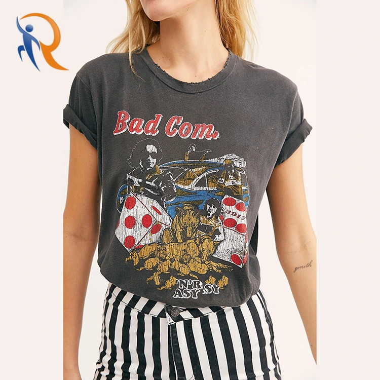 Custom Breathable Graphic Printed Oversized T-Shirts for Women