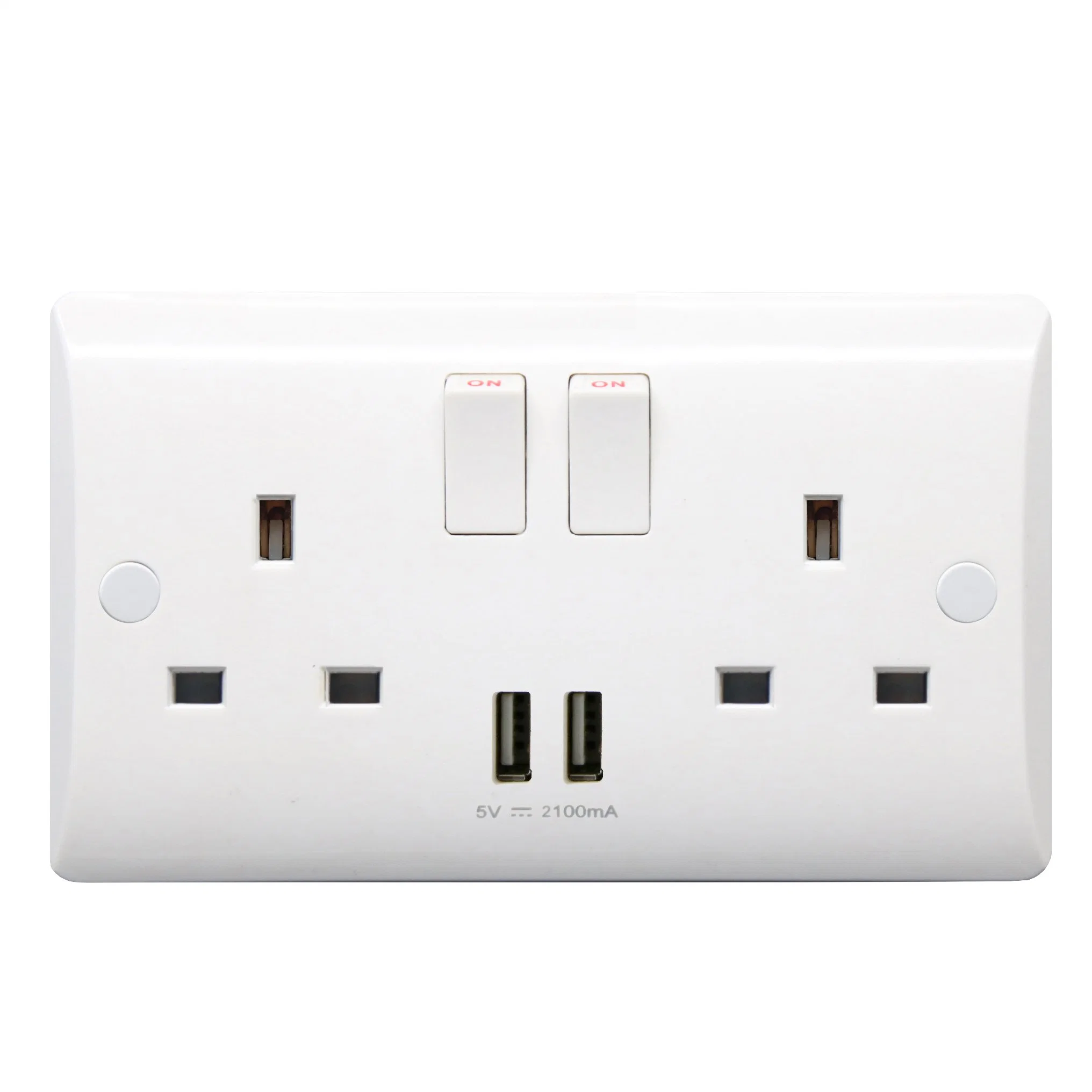 مقبس محول Hailar UK Standard White 1gang Switch مع USB