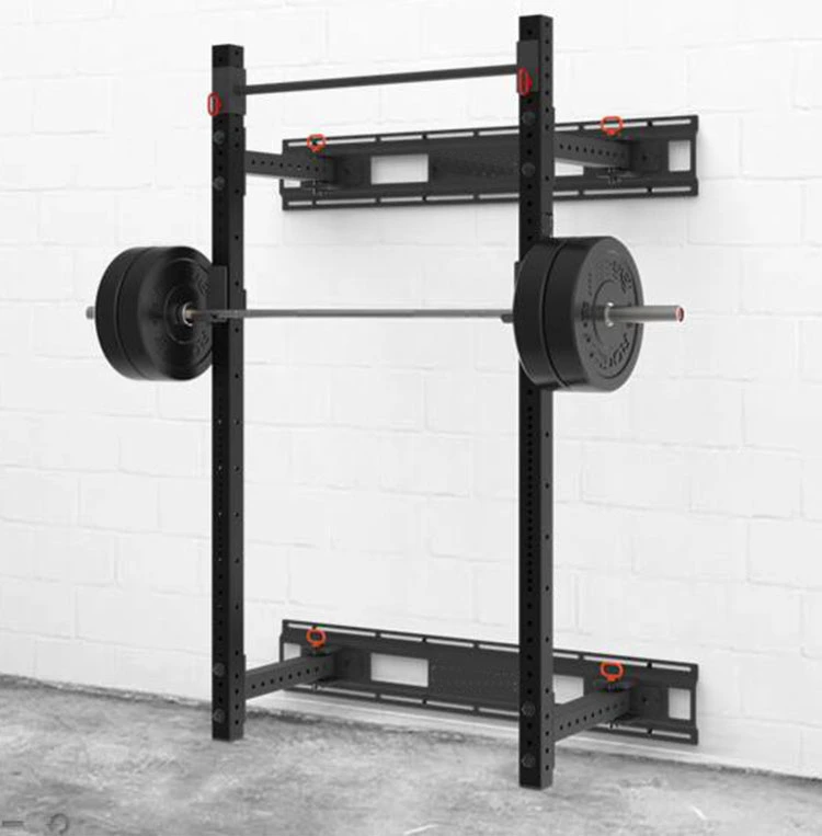 Professional Gym Fitness Equipment Power Training Wall Mounted Power Rack Includes Safety Spotter Arms