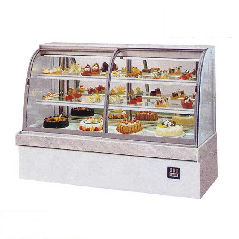 Commercial Curved Glass Refrigerated Cake Display Case for Bakery Dessert Fridge