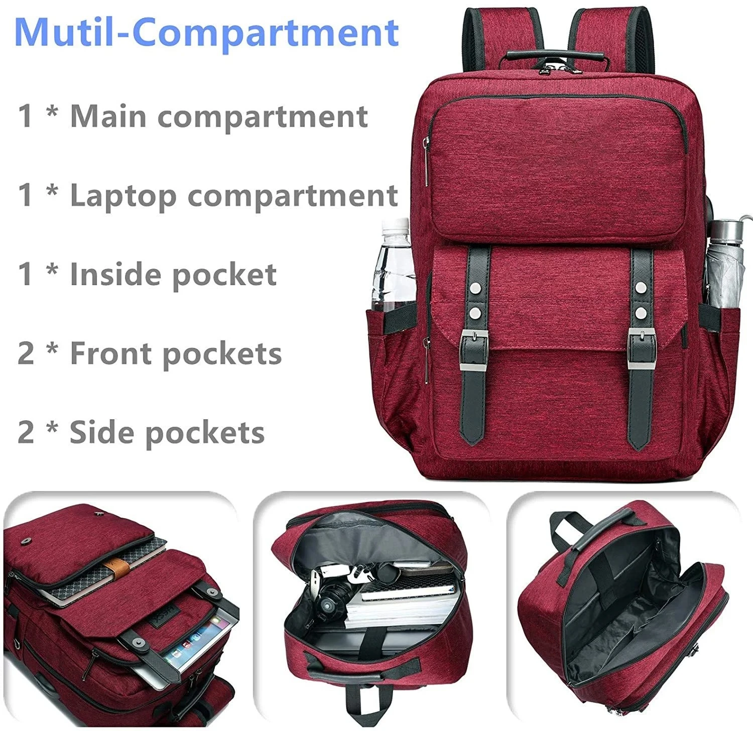 High School Laptop Backpack USB Port Travel Business Backpack Bag