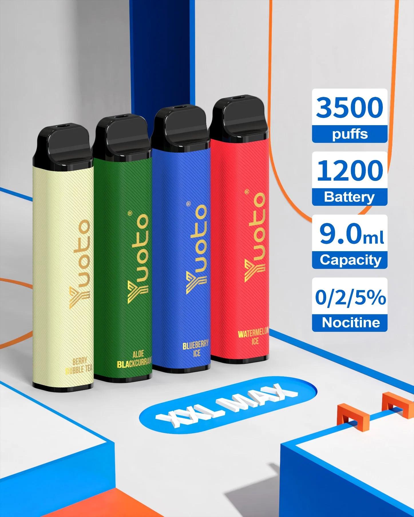 Wholesale/Supplier High quality/High cost performance  Best Taste Yuoto XXL Max 3500puffs Electronic Cigarette 9ml 1350mAh