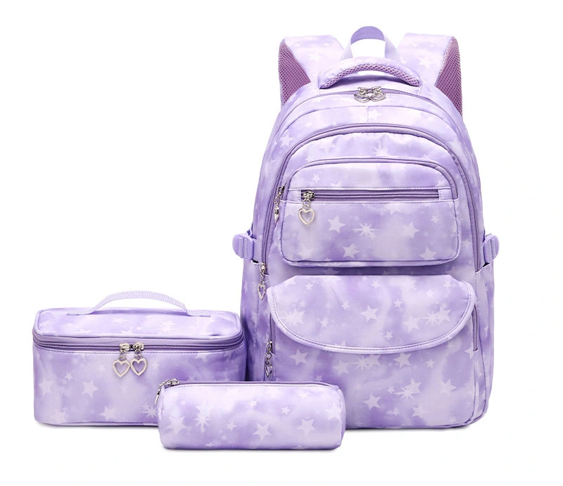 Fashion Three-Piece Sets Girl Waterproof Primary Children School Student Lunch Pencil Pen Backpack Pack Bag (CY0091)