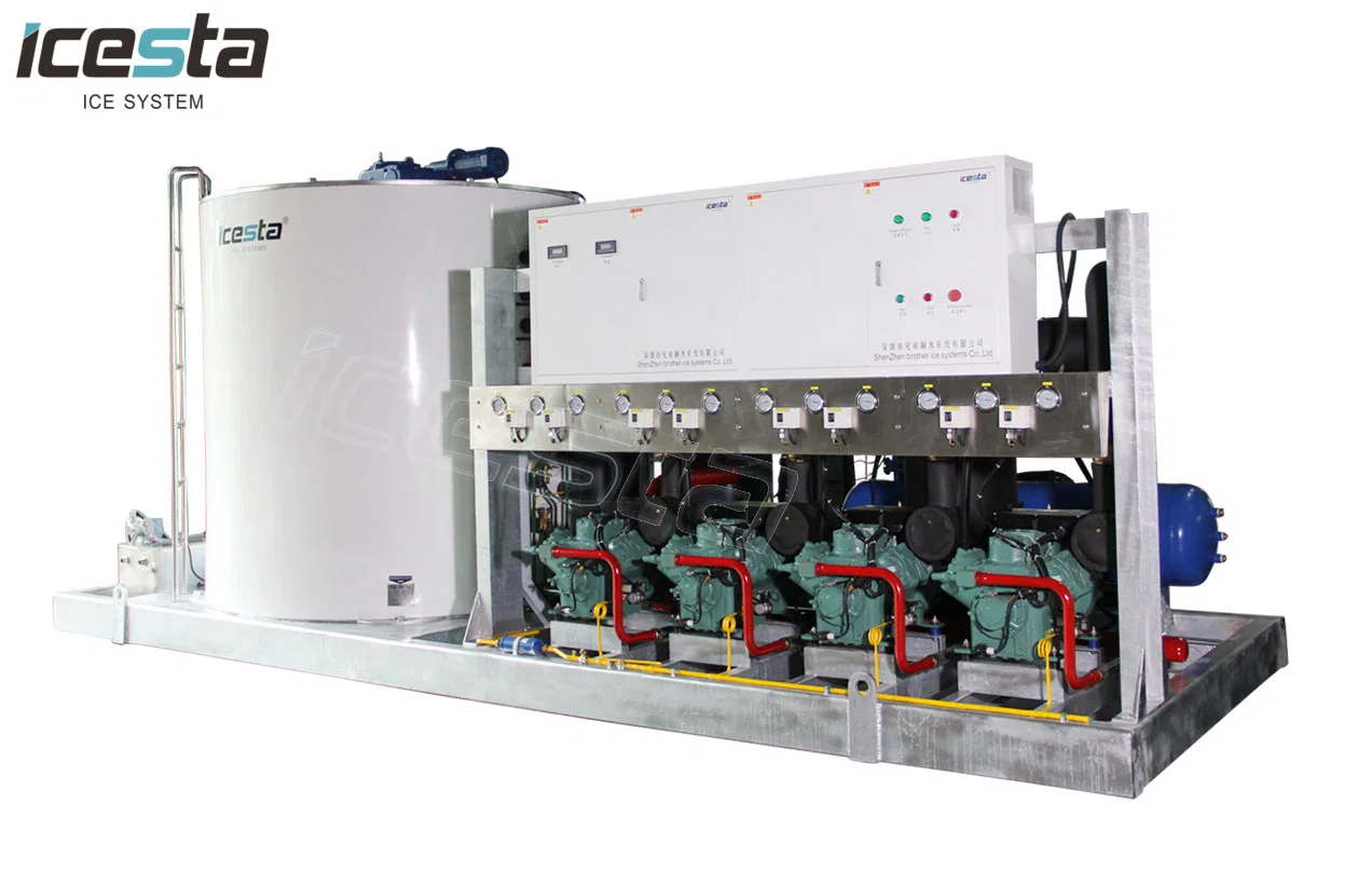 Máquina de fabricación de hielo en escamas industrial Icesta personalizada de 1t, 2t, 5t, 10t, 20t, 30t y 25 toneladas para pescado.