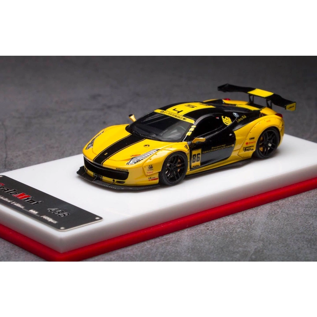 Scalemini 1/64 Lb Ferrari 458 Gt Wing Yellow/Black Resin Model Car