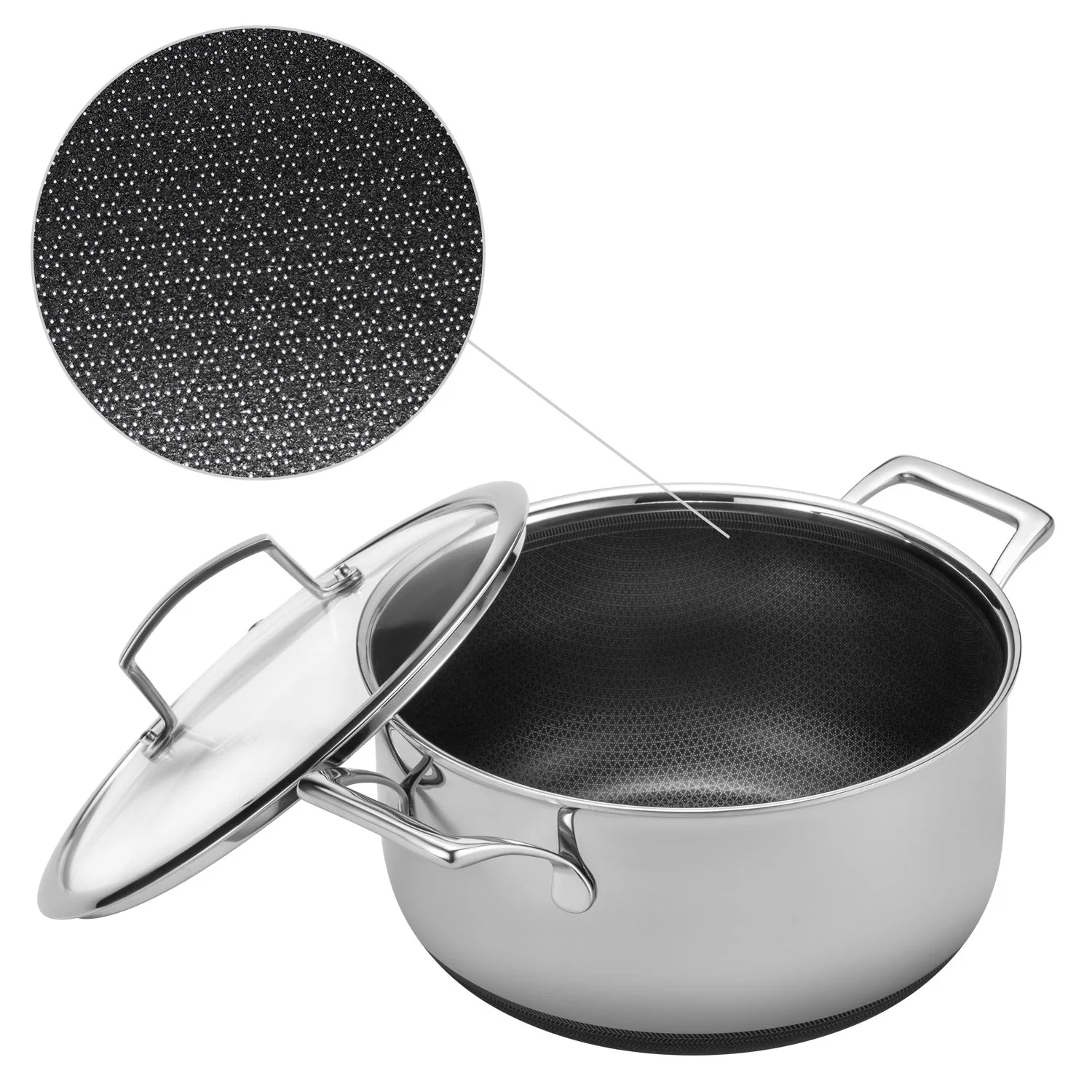 Best Seller 3pcs Non-Stick revestimiento de acero inoxidable Sartén Pot Set utensilios de cocina