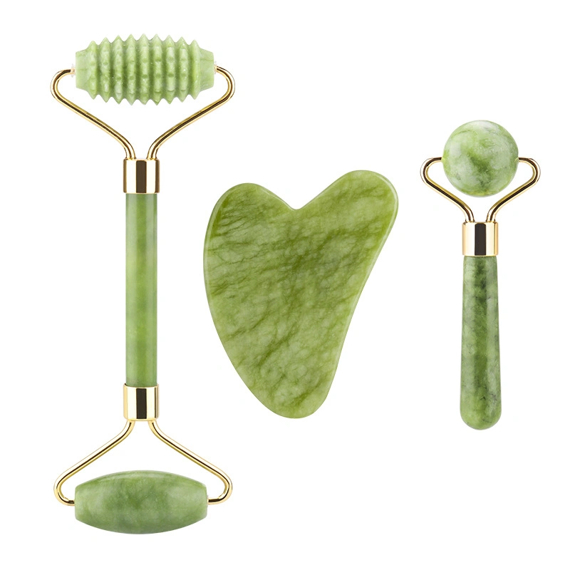 Jade Massagegeräte für Gesicht Schönheit Gesundheit Gua Sha Scraper Set Hautpflege Naturstein Weiße Gouache Massage Gesichtsbehandlung Schlankheitskur Jade Rolle