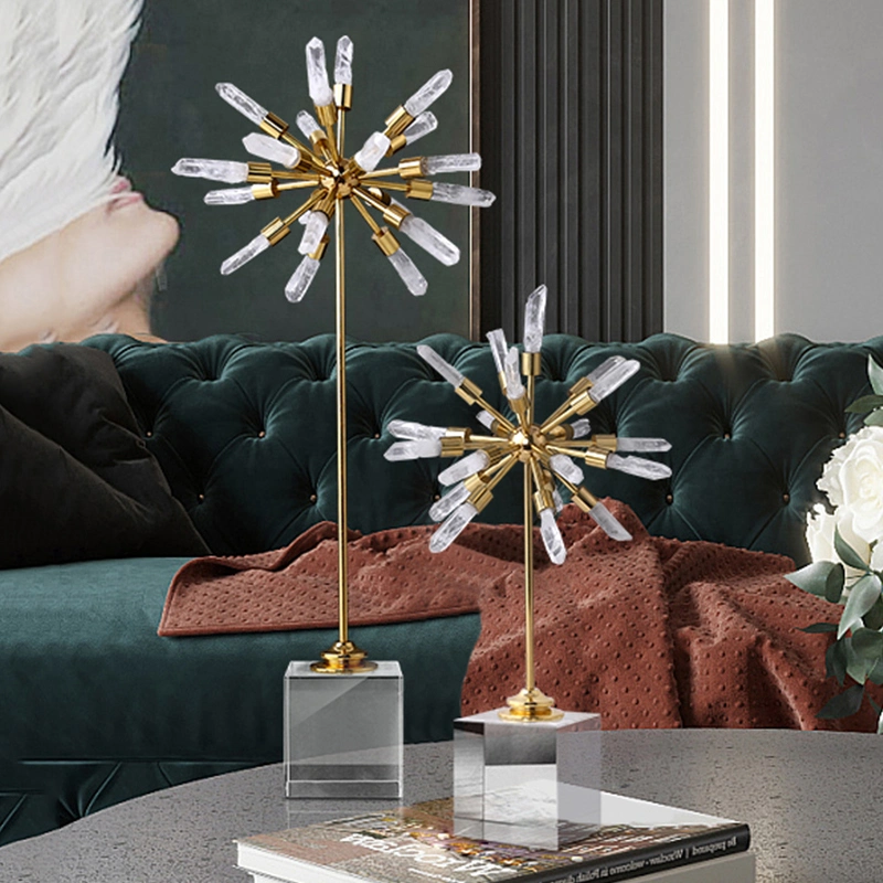 Light Luxury Living Room Brass Ornaments High-End Home Decor crystal Crystal Flower Accessories