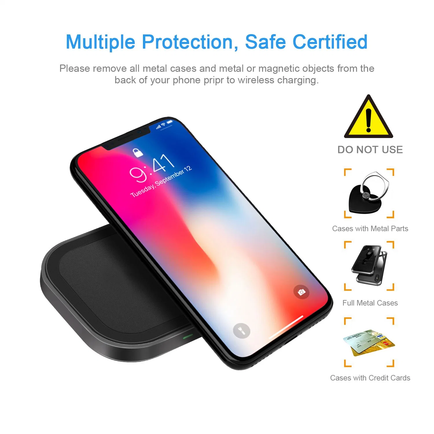 Input Universal Desktop 10W Small Wireless Charger Pad for Samsung S10 for iPhone 13 PRO Max