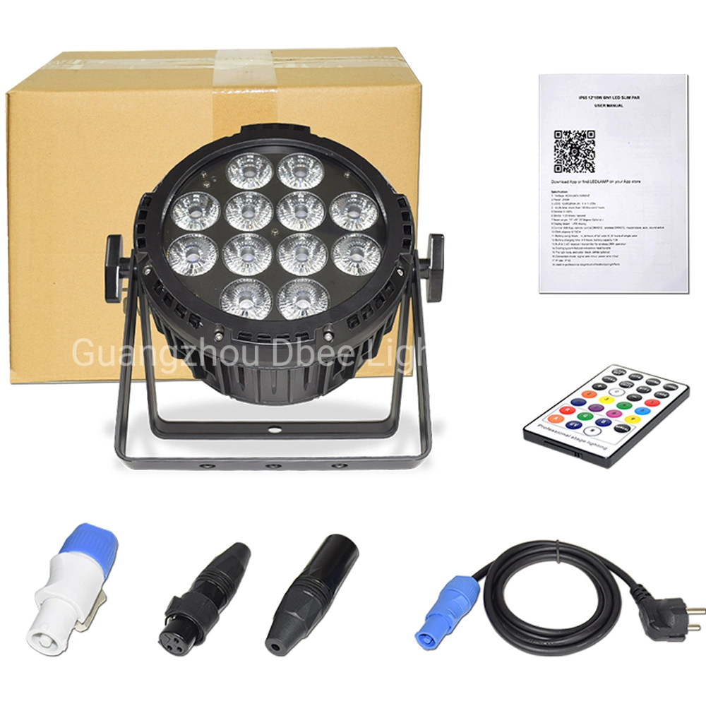 12X18W RGBWA+UV 6en1 LED DMX exterior IP65 Resistente al agua lavar el par de DJ Luz Luz superior