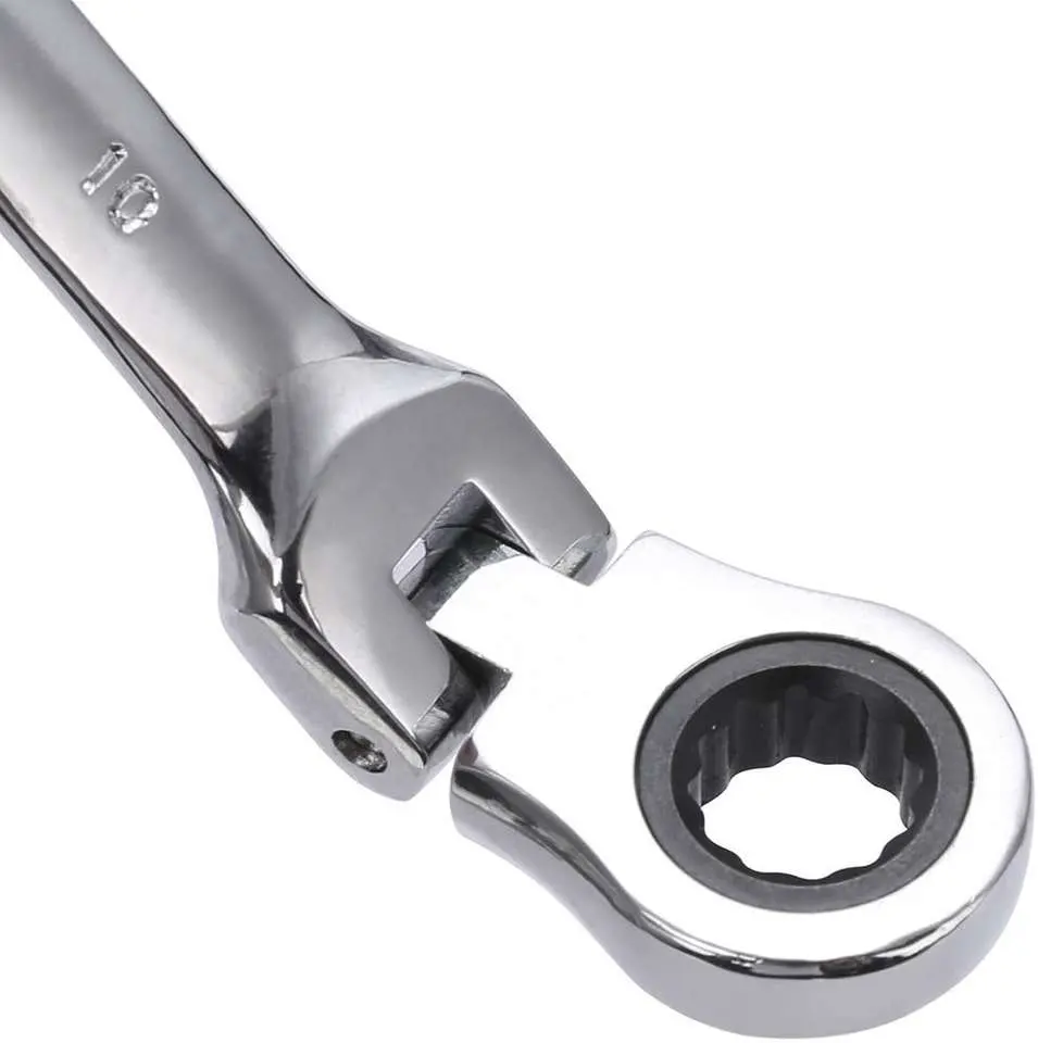 6mm--32mm Chrome Vanadium Steel Flexible Ratchet Ring Spanner with Open End Wrench