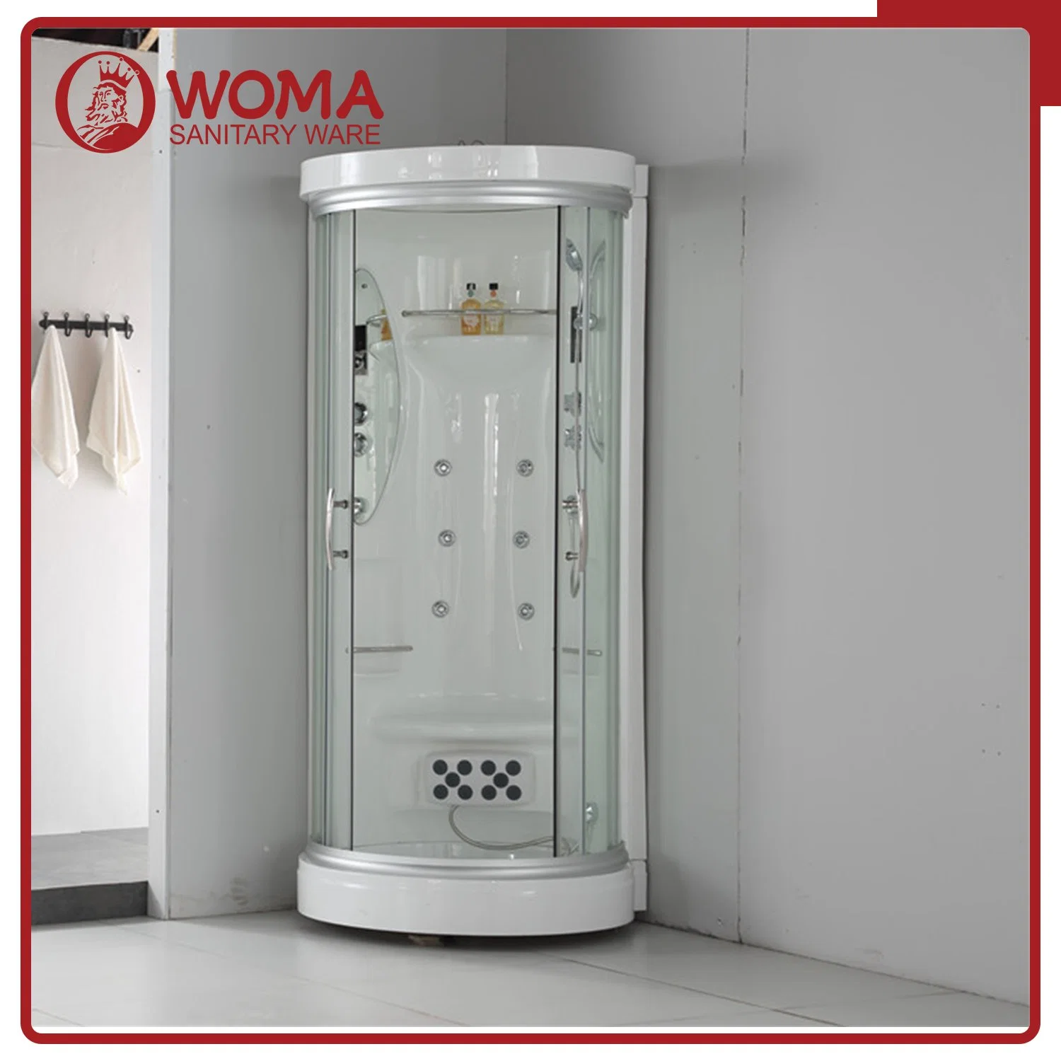 Portable de acrílico de Foshan ducha de esquina Sauna Sala de Vapor Húmedo