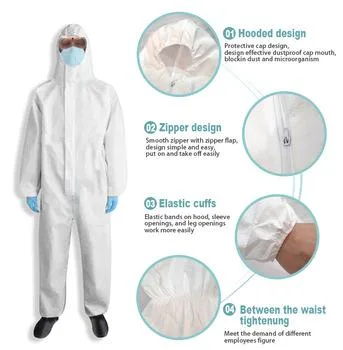Personal Protective Nonwoven Microporous/PP/PP+PE/SMS Workwear Safety Disposable Coverall