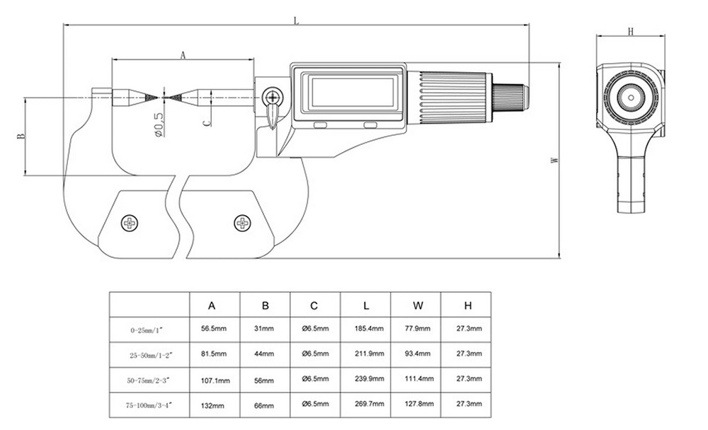 Original Factory Electronic Digital Point Micrometer 0-25mm