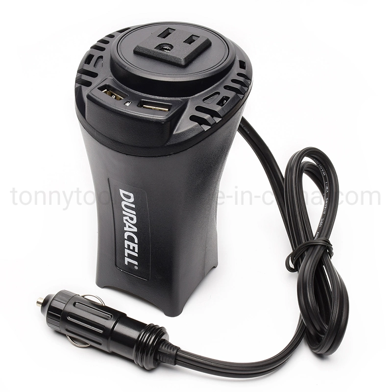 150watt Portable DC 12V to AC 110V 220V Car Power Inverter Cup Shape Dual USB Battery Car Charger