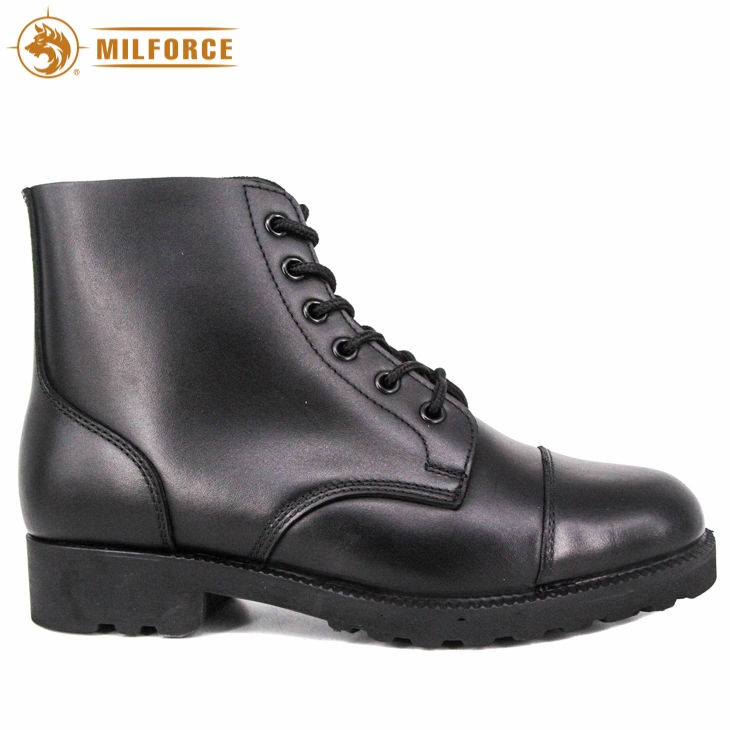 Suministro de fábrica de botas de cuero plena flor negro Stab-Resistant tobillo botas militares