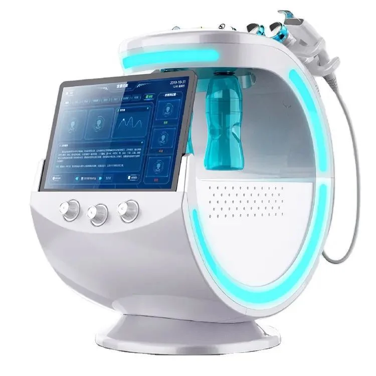 Máquina inteligente de gelo azul Micro Aqua Jet, 7 em 1 Casca oxigénio facial Hydra dermabrasion Skin Analyzer Beauty Skin Management Sistema