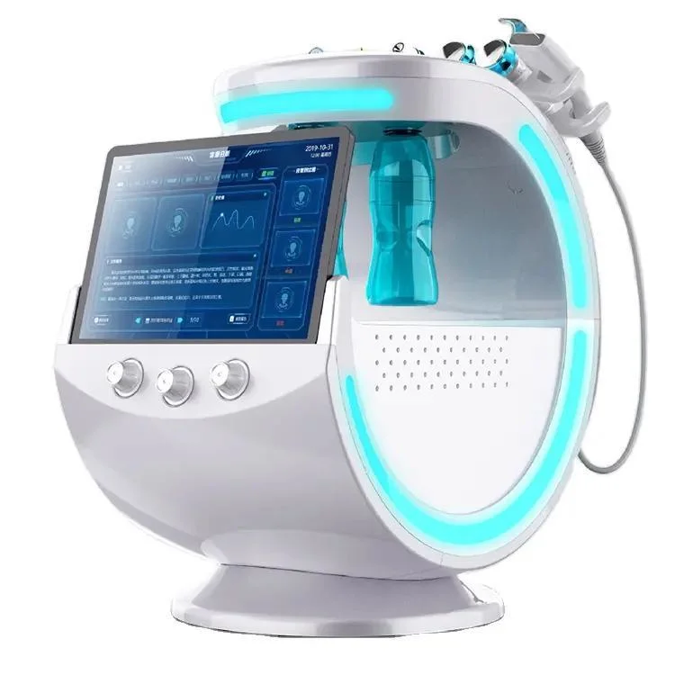 7 en 1 Smart Azul hielo máquina Micro Aqua Jet de oxígeno de la cáscara de la piel facial dermoabrasión Hydra Analyzer Sistema de Gestión de la piel Belleza