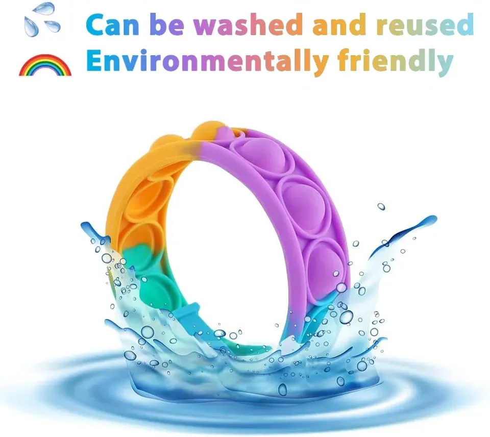 Silicone Bracelet Fidget Toy Wearable Push Bubble Sensory Toy Stress Relief Finger Press Silicone Wristband for Kids and Adults