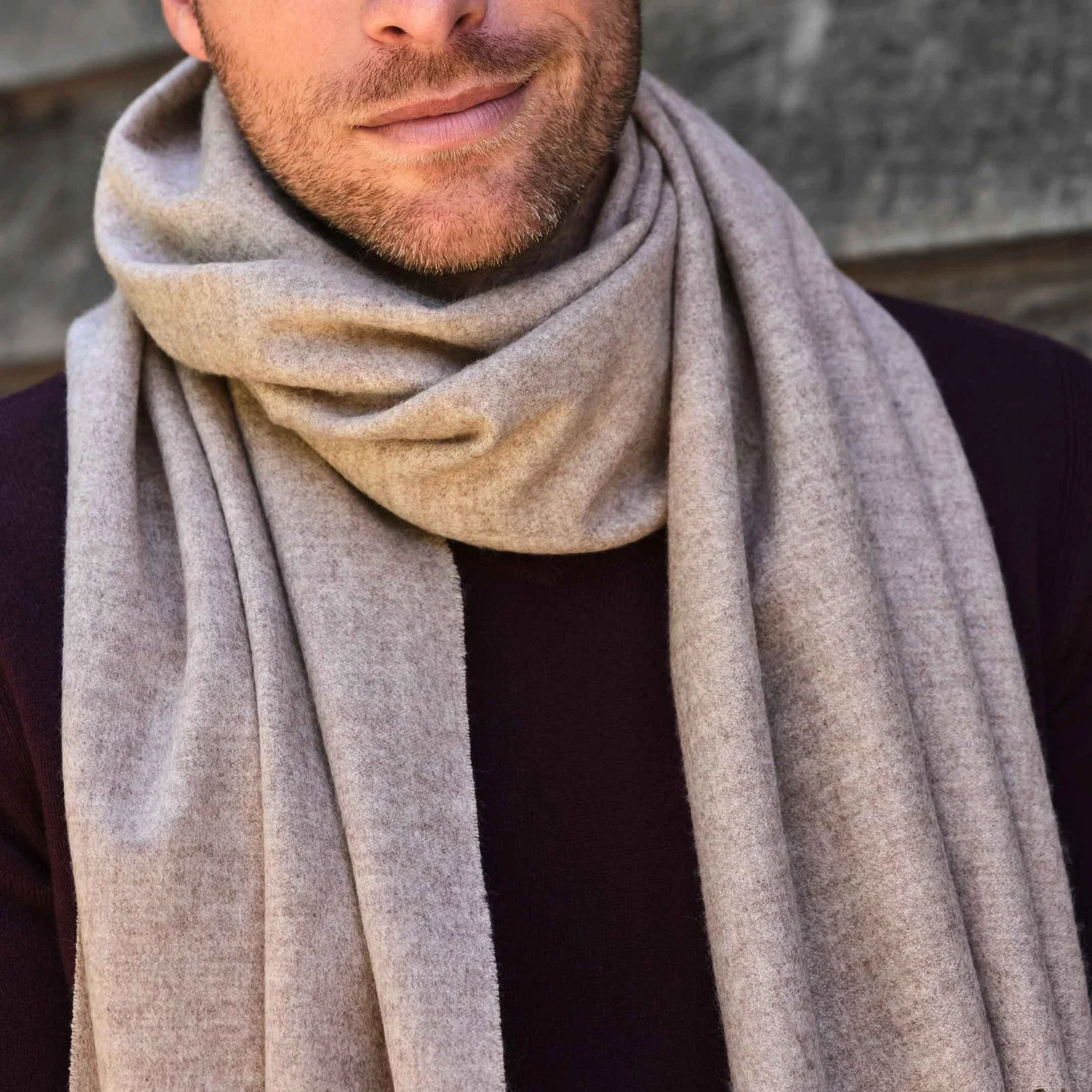 100% Kaschmir Einfarbiger Unisex gewebter Schal Bekleidung Accessoires mit Fransen
