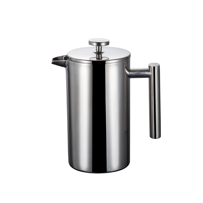 Cafetière à piston portable double paroi 1 l en acier inoxydable avec Filtration