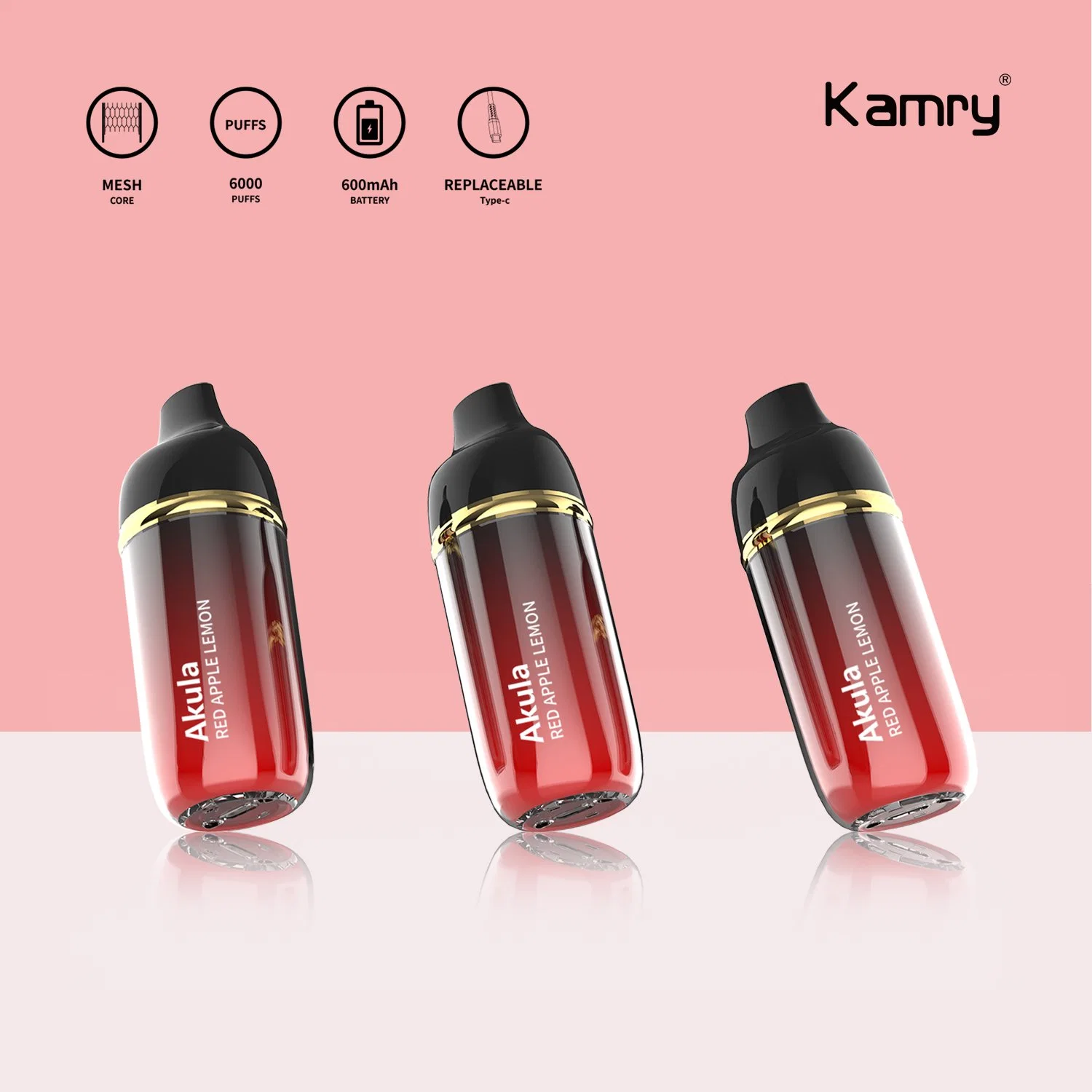 Kamry Akula Atacado OEM ODM Electronic Chacendedor de cigarros em linha melhor Recarga de fábrica de óleo de 12 ml 10 sabores 2% 3% 5% NIC Sal 6000puff