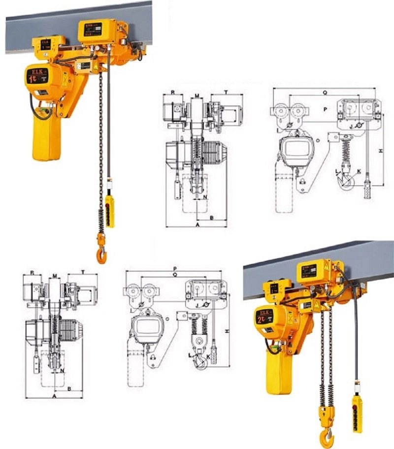 Light Duty 0.5ton Electric Mechanical Engine Lifting Chain Hoist with Trolley