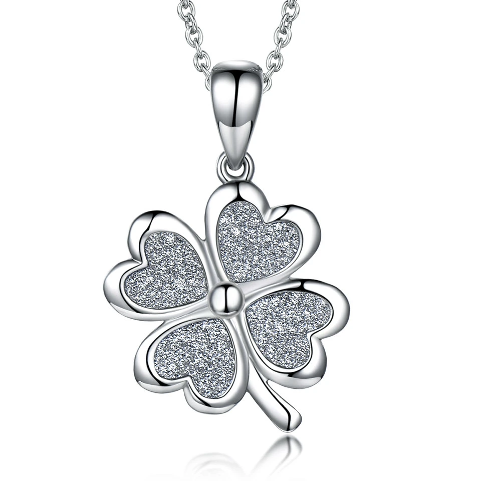 925 Sterling Silver Chain Lucky Four Leaf Clover Pendants Jewellery