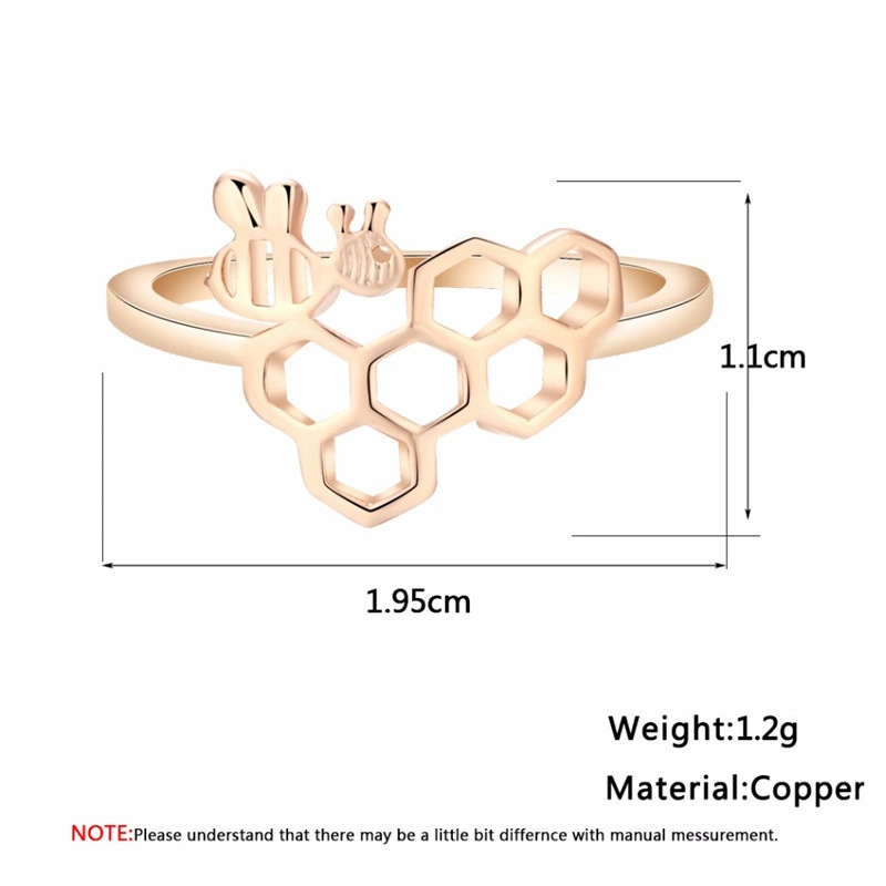 1PCS Anillos simples para mujeres Joyería de moda plateada Anillo de panal de abeja Circonita cúbica Bijouterie Anillo de boda nupcial Xmas Año Nuevo.