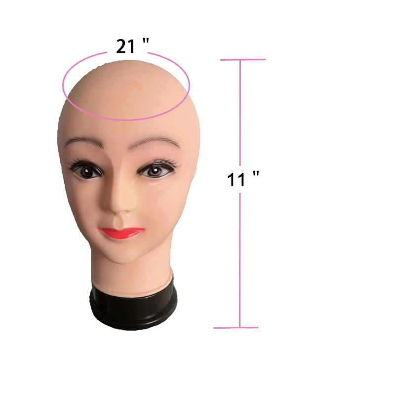 Bald Mannequin Kopf Beige weibliche Dummy Schädel Kopf für die Herstellung Perücke mit T-Pins, Display Perücken, Brillen